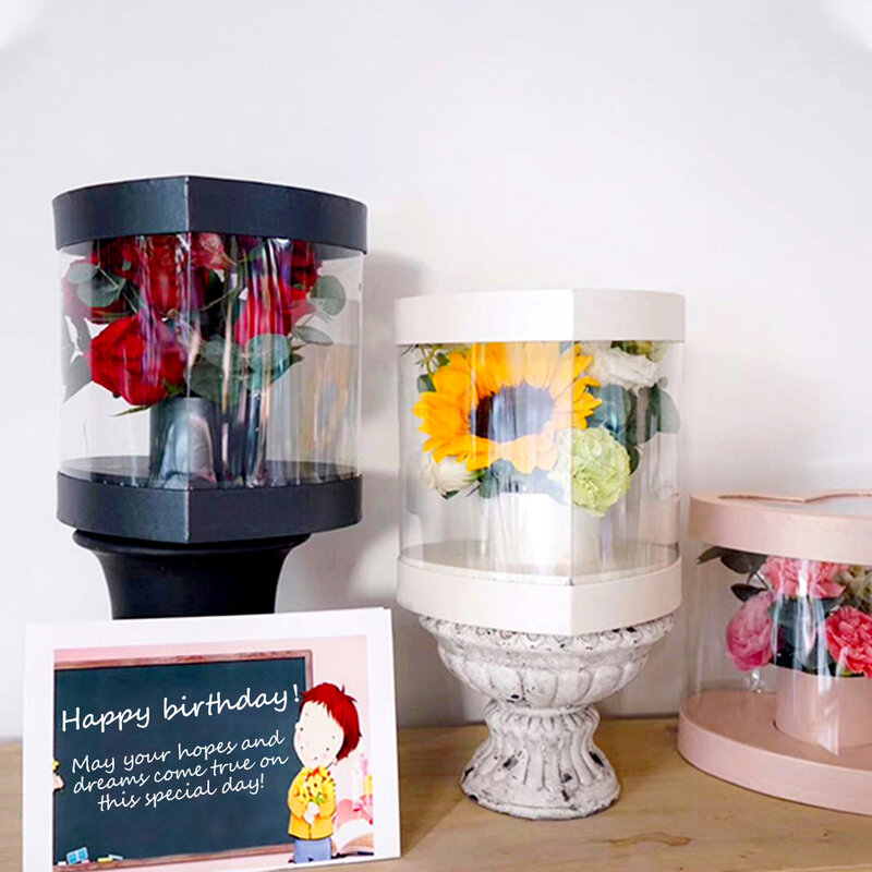 Caixa de presente em forma de coração caixa de arranjo de flores transparente pvc decoração de casamento dia dos namorados presente de natal caixa de embalagem