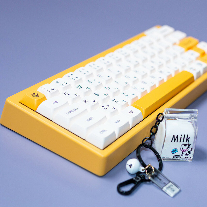 Juego de teclas con temática de miel y leche para teclado mecánico MX Switch, teclas blancas minimalistas japonesas, PBT, abeja subcama, XDA, 1 Juego