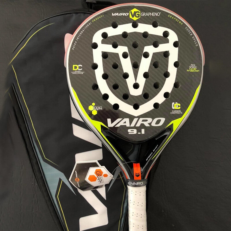 Vairo 9.1 Padel Porfessional 3 Layer Carbon Fiber EVA Face Tennis Racket Beach Racket De Padel Unisex Equipment Raquete