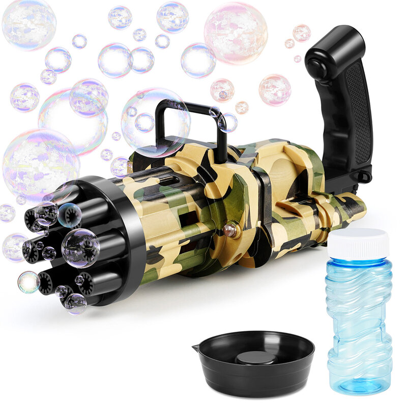 Детский Электрический автоматический пистолет для пузырей Gatling, игрушки, летняя машина для пузырьков мыльной воды, машина для пузырьков 2-в-1...