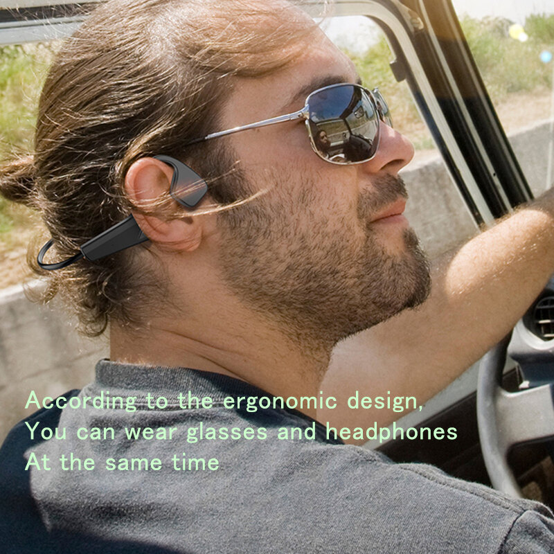 Auriculares de conducción ósea, inalámbricos por Bluetooth 5,0, deportivos, IP56, estéreo, manos libres con micrófono