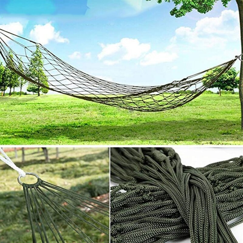 Portable Outdoor Sport Hammock, Outdoor Camping Hammock Mesh Net for Garden Beach Yard Travel Garden Swing Hanging Bed