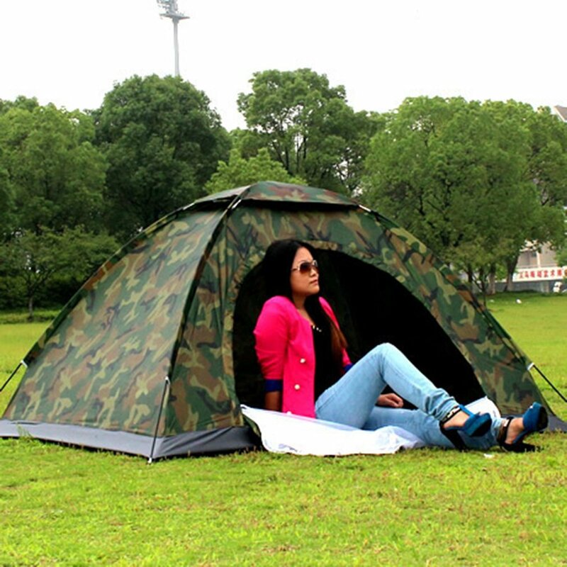 2021 Draagbare Duurzaam Outdoor Camping Dubbele Personen Tent Waterdicht Dirt-Proof Camouflage Opvouwbare Tent Voor Reizen Wandelen