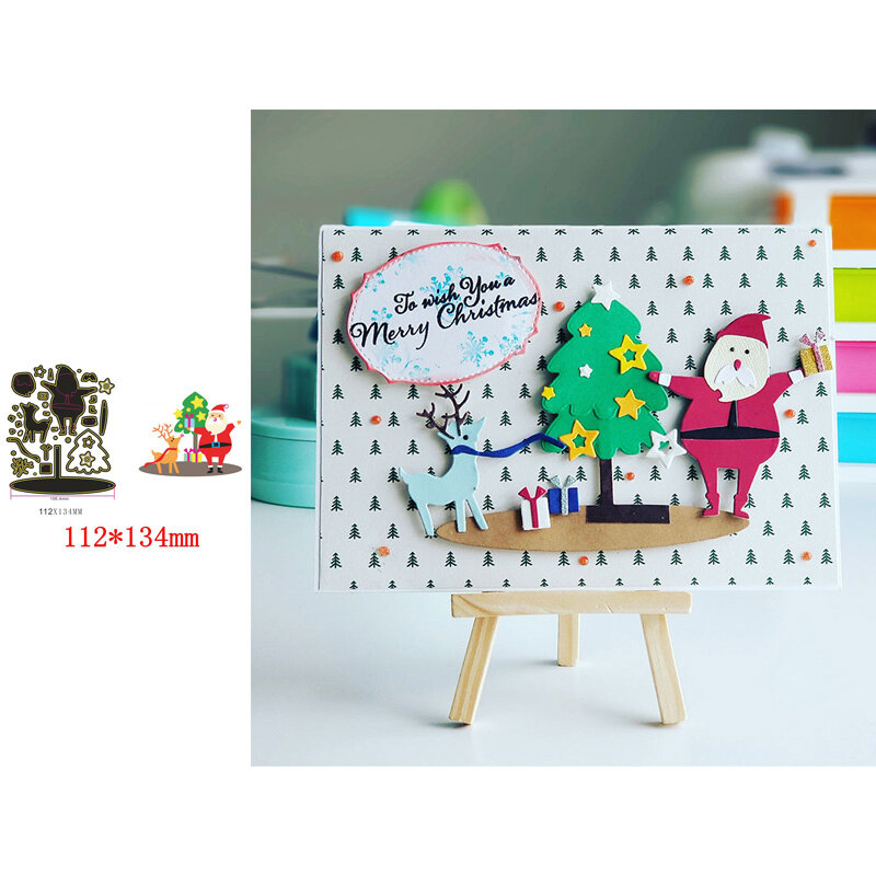 Новый дизайн Санта Клаус Лось елка Рождественские металлические штампы для резки скрапбукинга бумаги «сделай сам» открытки ремесла тиснен...