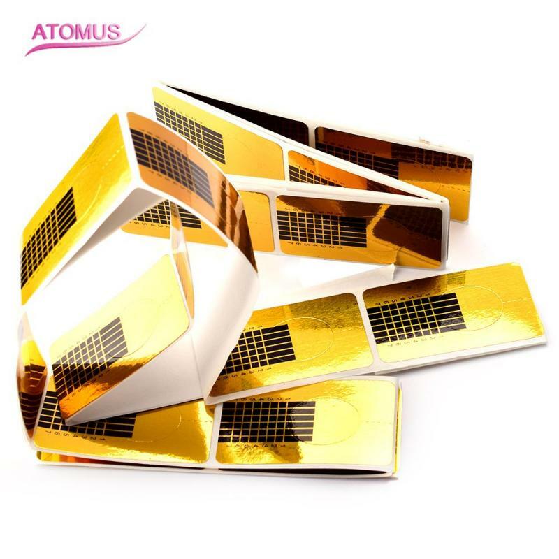 100pcs/50pcs Gold Nail Art Forms Tip Sculpting Guide Stickers Salon Acrylic Gel Nail Tips Nail Extension Forms Sticker Tools