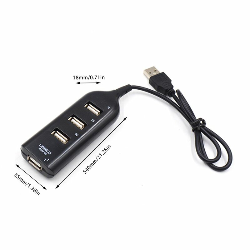 4-USBポート高速ハブスプリッタuディスクカードリーダー、パソコン、ラップトップデータ送信電力伝送