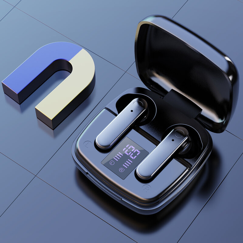 Écouteurs sans fil Bluetooth 5.1 TWS, oreillettes de sport, étanches, stéréo, affichage LED, avec micro