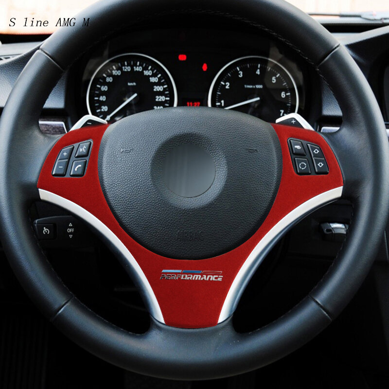 Rivestimento per Auto in pelle scamosciata pulsanti del volante in ABS copertura protettiva adesivi Trim per BMW 1 serie 3 E87 E90 accessori interni Auto