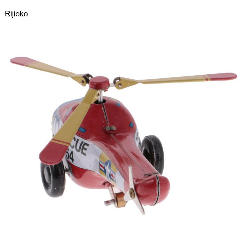 Funny Vintage Helicopter Model Clockwork Wind Up Tin Toy Collectables Classic Toys for Kids Creative Birthday Gift Decoration