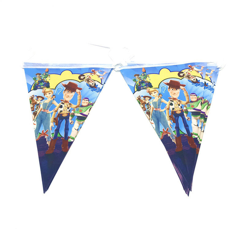 การ์ตูน Toy Story Theme ถ้วยกระดาษทิ้งแผ่นผ้ากันเปื้อนแบนเนอร์ผ้าปูโต๊ะ Baby Shower Birthday Party อุปกรณ์ตกแต่ง