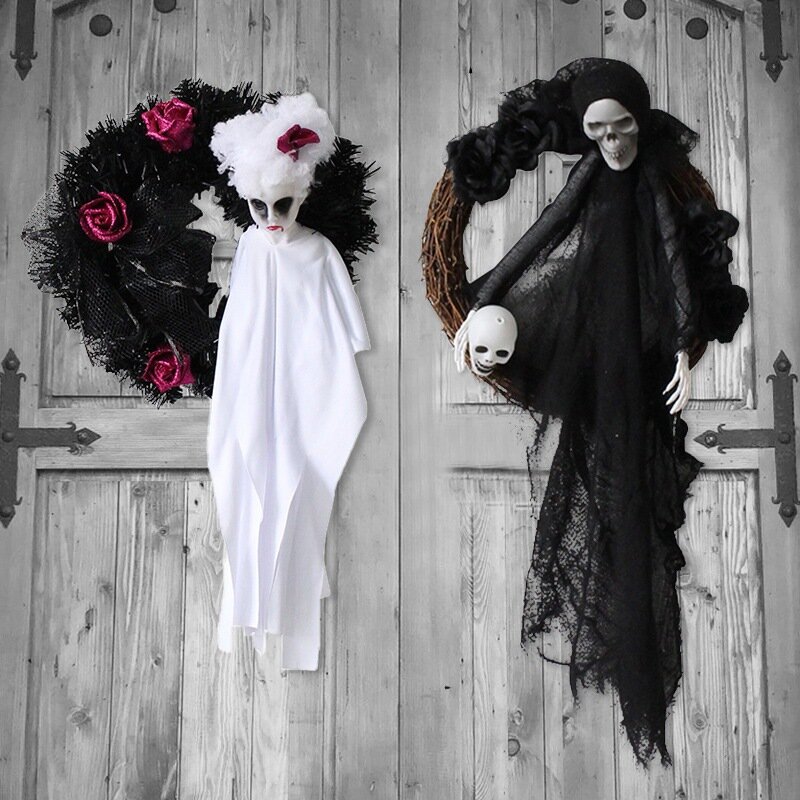2021 Halloween White Ghost Hanger Ghost Festival Terroristische Party Krans Hanger Spookhuis Decoratie Props