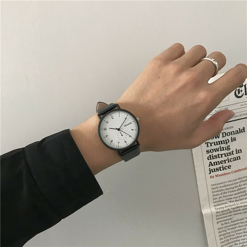 Prosty styl kobiet zegarki klasyczne damskie czarne skórzane zegarki Ulzzang moda marka Drop Shipping kobieta zegar kwarcowy