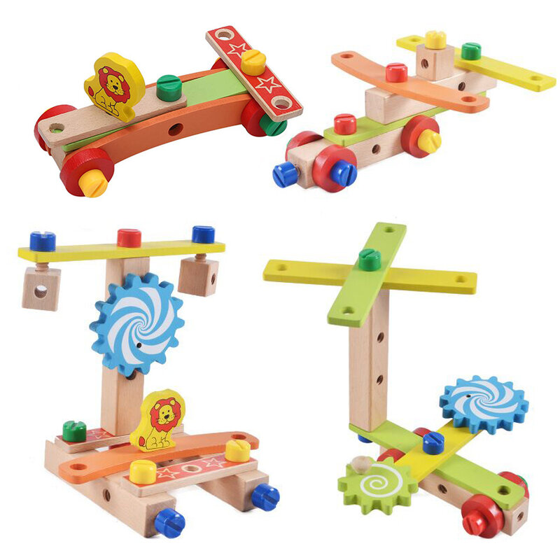 Kinder Holz Pädagogisches Spielzeug Montage Stuhl Spielzeug Multifunktionale Schraube Mutter Kombination Stuhl DIY Reparatur Werkzeug Junge Spielzeug