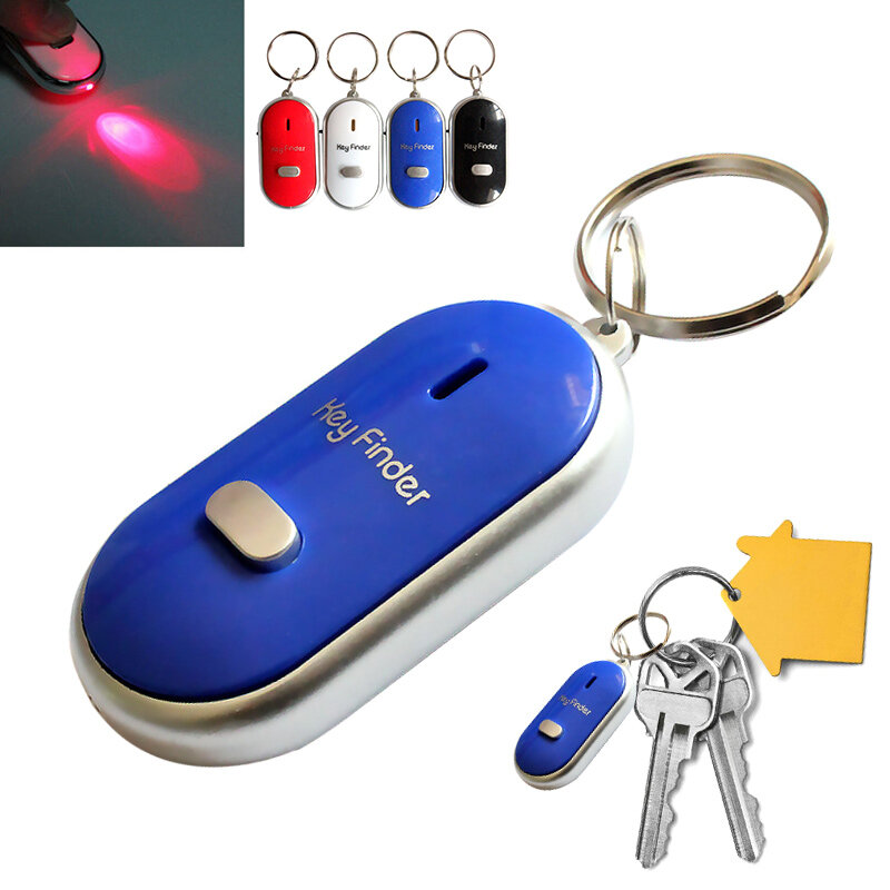 LED Key Finder Locator Finden Sie Verlorene Schlüssel Kette Keychain Whistle Sound Control LHB99