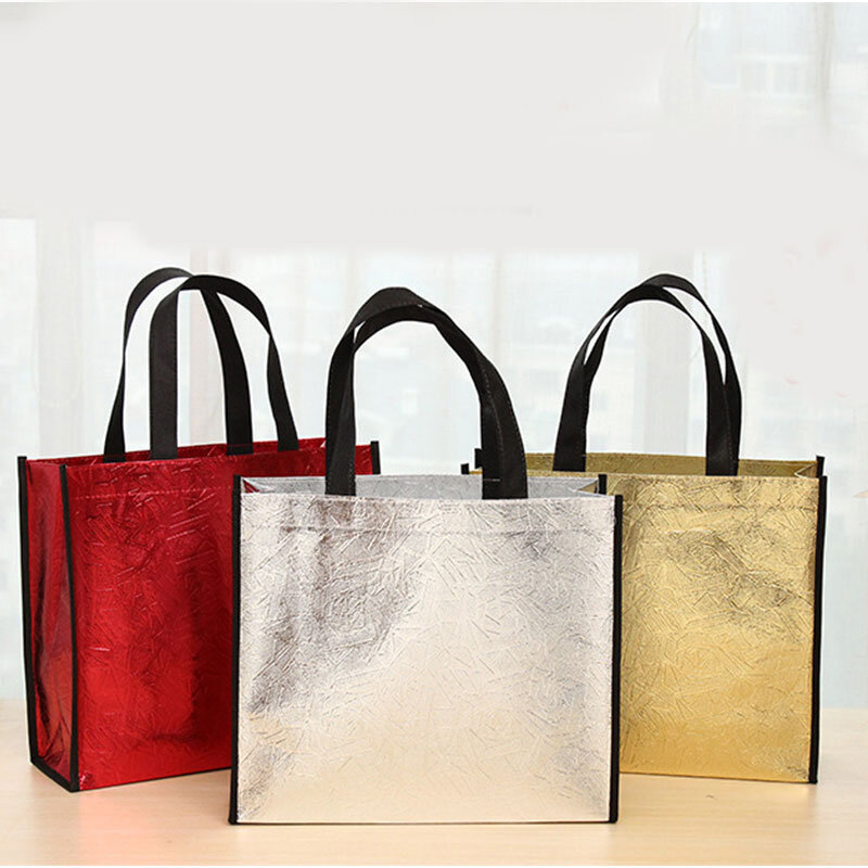 Grand sac de Shopping en tissu Non tissé, imperméable, pliable, Laser, réutilisable, 1 pièce