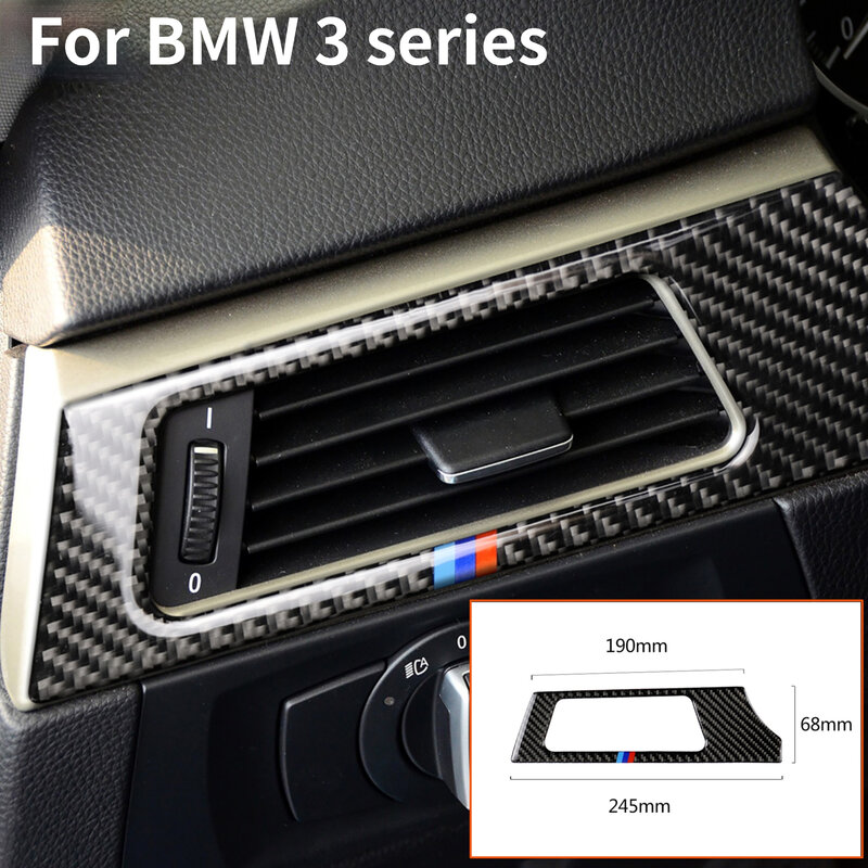 Cubierta de salida de aire acondicionado para coche, pegatina embellecedora de fibra de carbono para BMW Serie 3, E90, E92, E93, 2005-2012