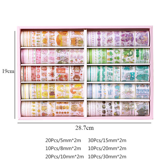 100 Pcs/Set Cute Animal Washi Tape Kawaii Plant Masking Tape Decorative Adhesive Tape Sticker Scrapbook DIY  Stationery