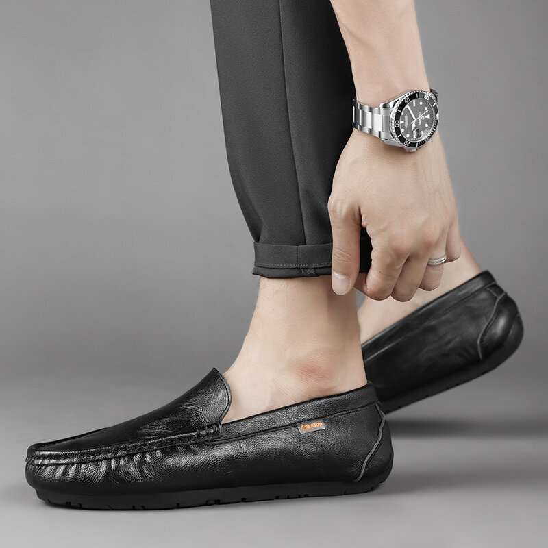 새로운 남성 캐주얼 신발 럭셔리 브랜드 정품 가죽 로퍼 모카신 남성 신발 패션 슬립 온 운전 신발 빅 사이즈 46, 2021