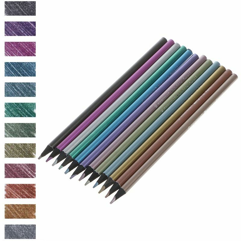 12 szt. Metaliczny nietoksyczny kolorowa grafika ołówki 12 kolorów ołówek do rysowania i szkicowania Dropship