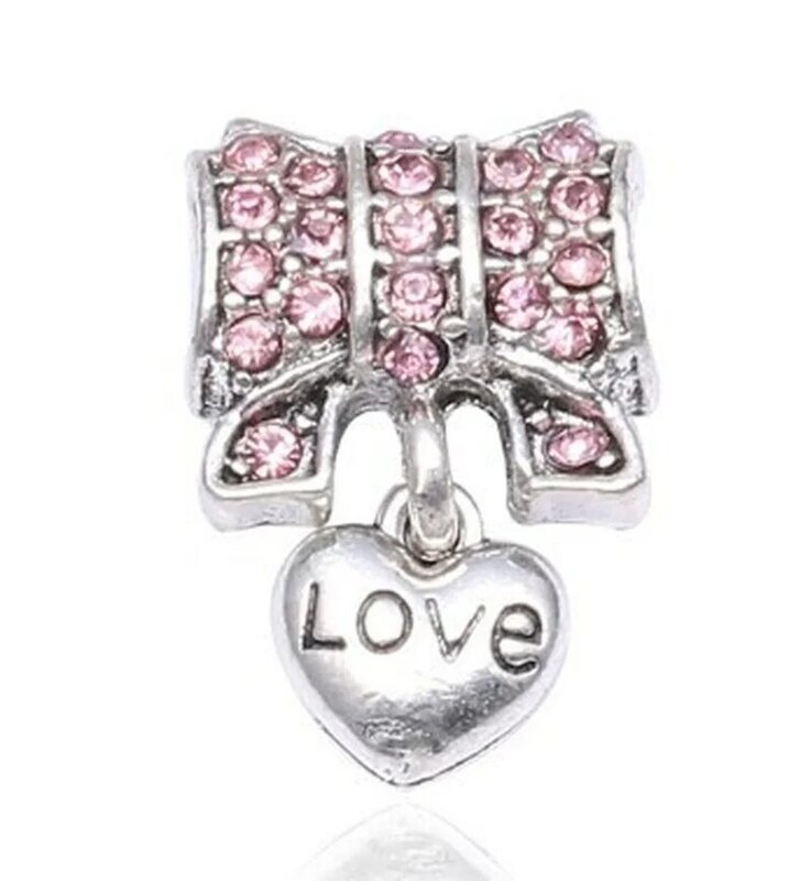 Розовая бабочка для девушки из серебра 925 пробы подходит для браслета Pandora с шармами, который специально создан для женского творчества