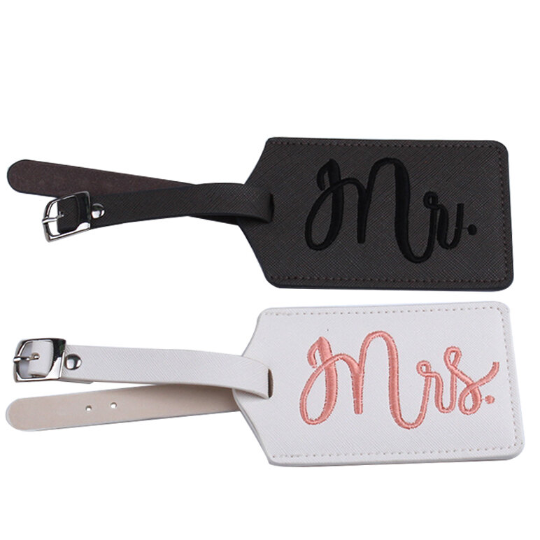 Mr&Mrs Embroidery Suitcase Luggage Tag Bag Pendant Travel Accessories Name ID Address Personalized VIP Invitation Label LT36