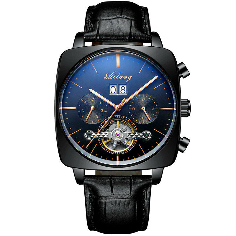 スイスの有名なブランド腕時計montre automatiqueラックスクロノグラフ正方形大ダイヤル腕時計中空防水新メンズファッション腕時計