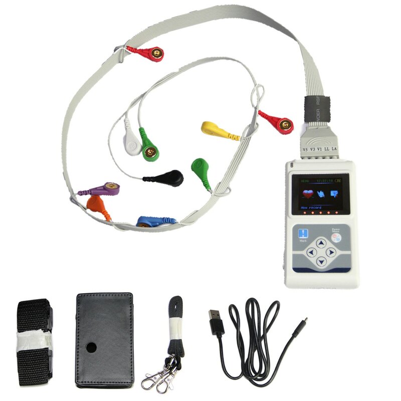 Analizador de plomo 12 24h TLC5000, ECG dinámico de mano/grabador EKG, sistema de electrocardiógrafo, Monitor USB + Software de PC