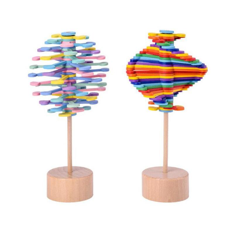 Kuulee di Legno Helicone Bacchetta Magica Alleviare Lo Stress Giocattolo Rotante Lollipop Creativo di Arte Ornamenti Giocattolo di Decompressione Artefatto