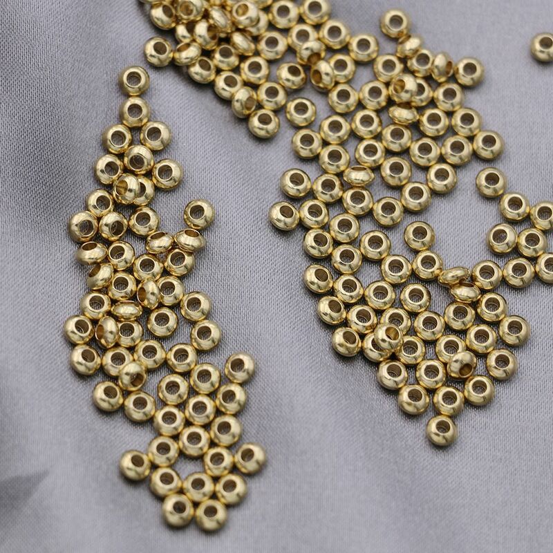 4mm cor de ouro oval redondo cobre solto espaçador grânulos para fazer jóias pulseira colar diy acessórios artesanato artesanal 80 peças