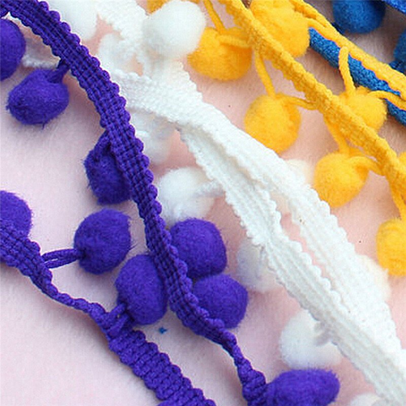 Pom Pom Trim Ball Sewing Accessories Pompom Ball lace Trim Tassel Fringe Ribbon Kintted Fabric DIY Craft Apparel Accessories