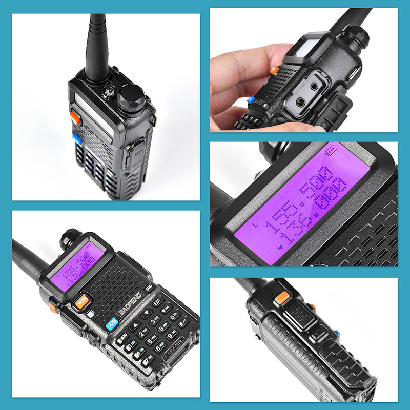 Baofeng-Radio portátil de dos vías, walkie-talkie pofung 5W, vhf, uhf, banda dual, 2 UV-5R
