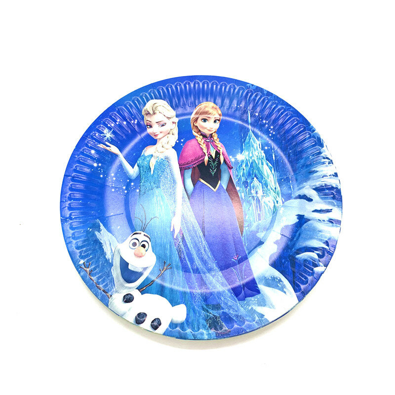 Hoạt Hình Frozen Anna Elsa Giấy Chủ Đề Dùng Một Lần Bộ Đồ Ăn Bộ Kid Sinh Nhật Cốc Tấm Khăn Ăn Khăn Trải Bàn Trang Trí Cung Cấp