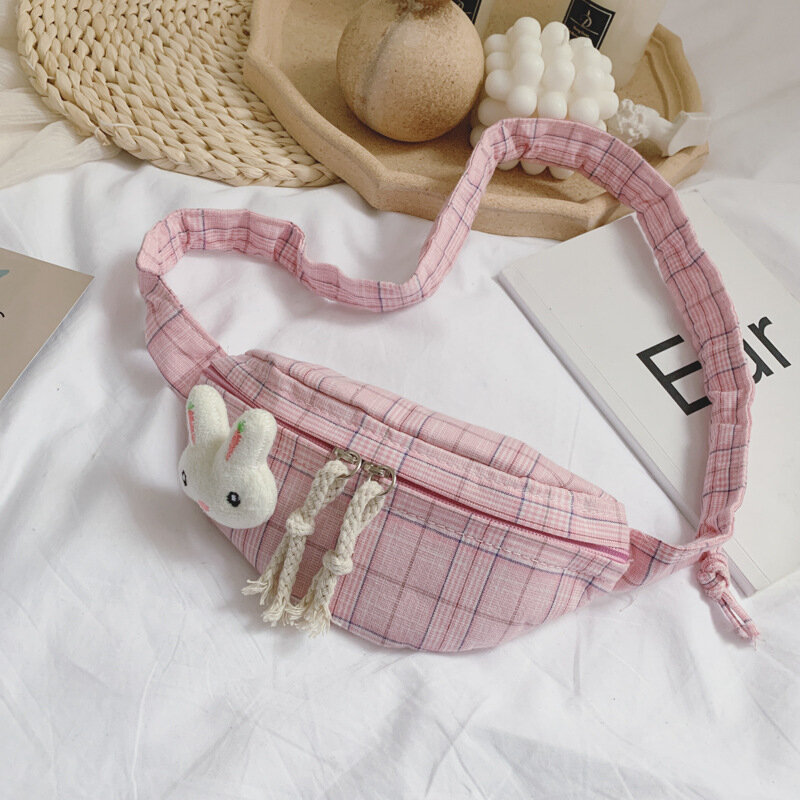 Bolso pequeño para niños, bonito conejo de algodón para niña, bolso para el pecho, bolso para la cintura para bebé