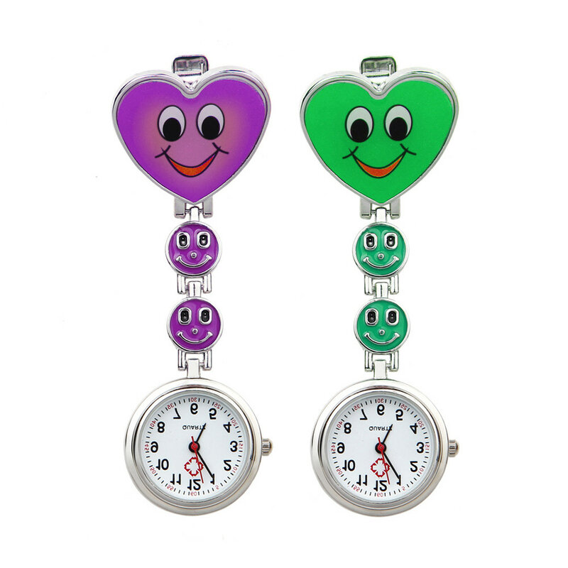 Gorący bubel kształt serca zegarki kieszonkowe silikonowy zegarek dla pielęgniarki broszka tunika zegarek Fob z bezpłatną baterią medyczne reloj de bolsillo QG
