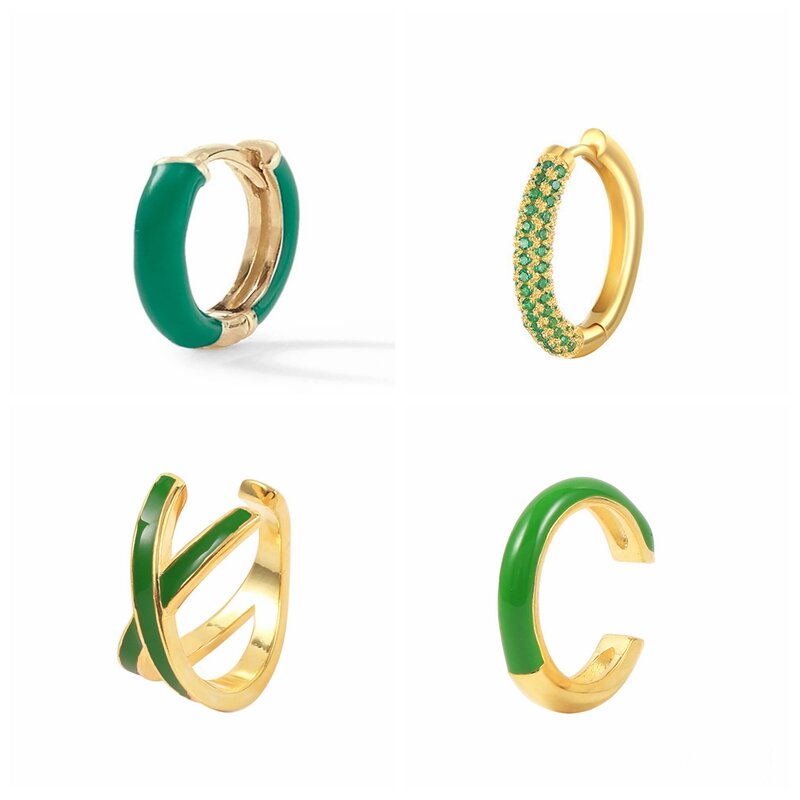 女性のためのグリーン要素の形をしたイヤリング,2021スターリングシルバーのイヤリング,きらびやかなクリスタル,エナメル,流行のジュエリー,925