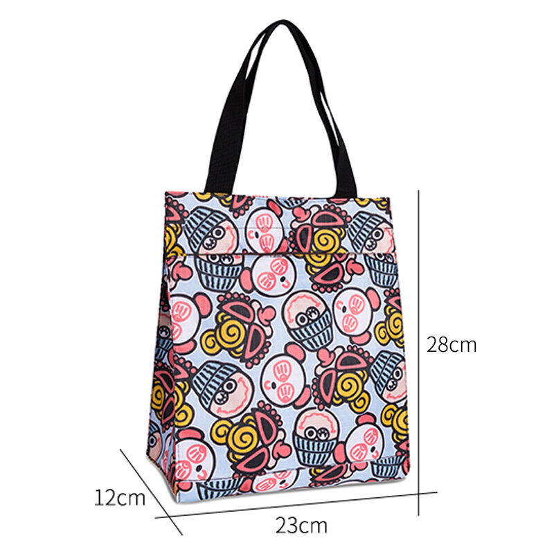 MABULA Nette Cartoon Kinder Tote Buch Handtasche Japanischen Stil Nylon Reusable wasserdichte Einkaufstasche Unisex Tragbare Mittagessen Taschen