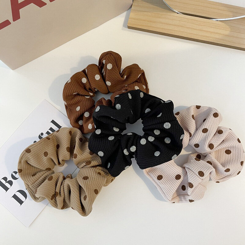 Thick Knitted Dot Big Scrunchies Elastic Hair Bands Women Girls Ponytail Holder Hair Ties High Quality Winter hair Accessories