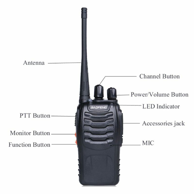2 개/몫 BAOFENG BF-888S 워키 토키 UHF 양방향 라디오 Baofeng 888s UHF 400-470MHz 16CH 휴대용 트랜시버 이어폰