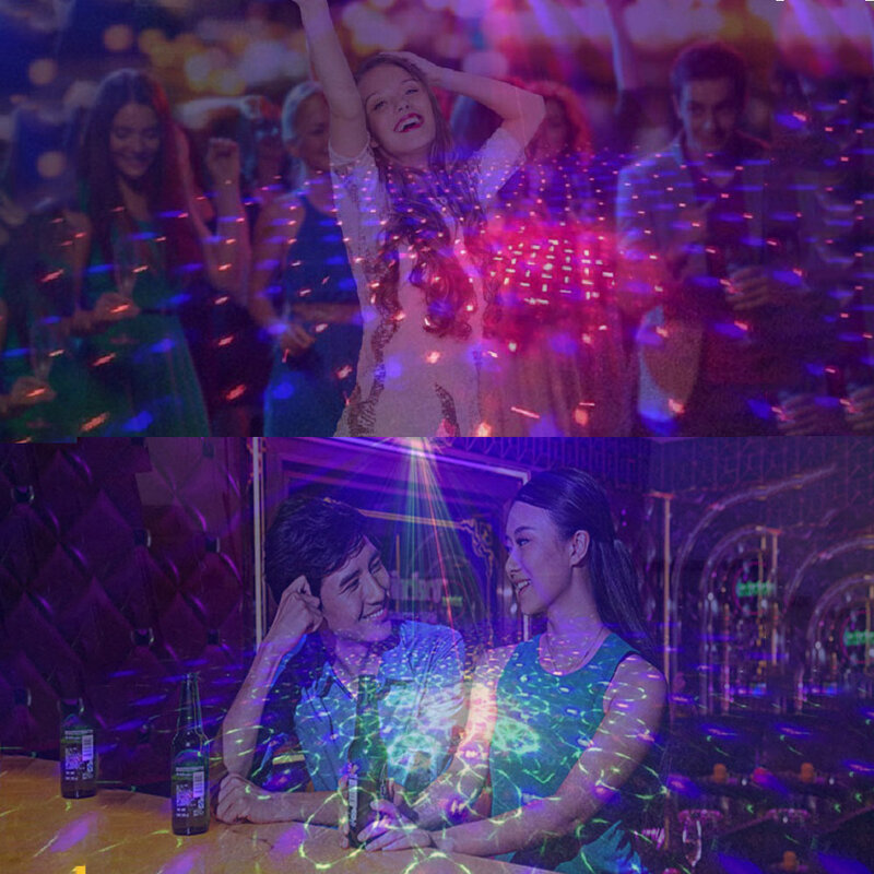 Mini RGB światło dyskotekowe DJ Laser LED projektor sceniczny czerwony niebieski zielony lampa USB akumulator ślub urodziny DJ lampa światło pokaż