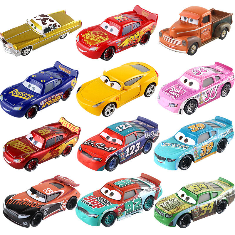 Cars Disney Pixar 2 3 Toys Lightning McQueen Jackson Storm Doc Hudson Mater 1:55 Diecast Metal Alloy Vehicle Model Car Gift Boys