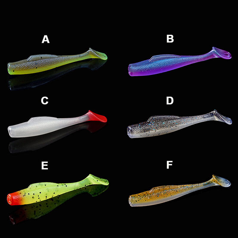 6Pcs/Bag Jigging Soft Bait T Tail Wobbler Fishing Lures 6/8cm Artificial Lures Baits Fishing Lure Leurre Shad Silicone Bait