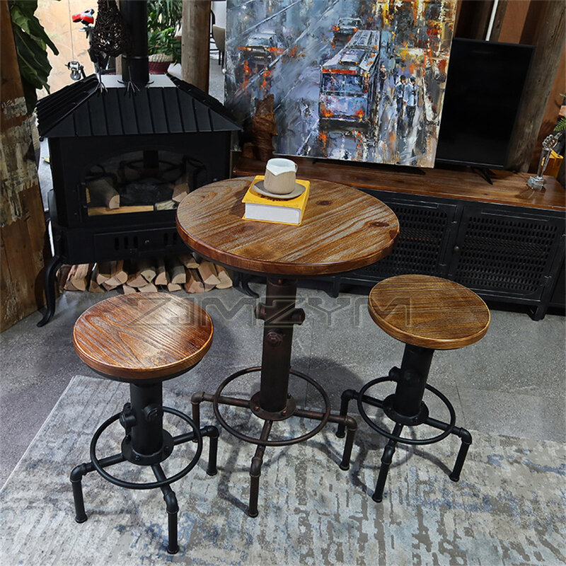 Chaise de bar relevée de style loft américain, chaise de bureau d'angle de loisirs, chaise de table ronde de bouche de feu de style industriel créatif