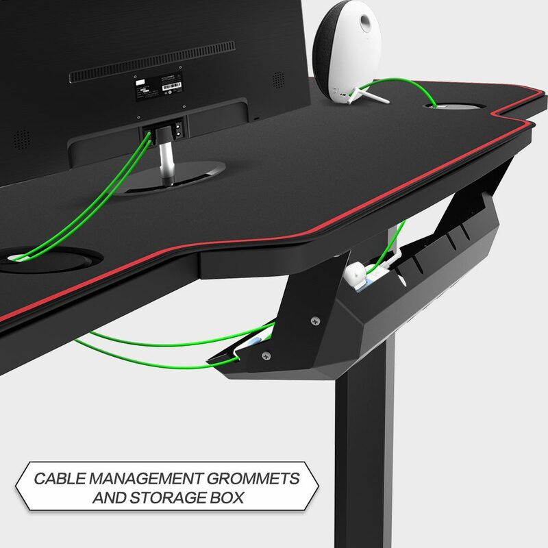 Bureau de jeu ergonomique pour e-sport 55 pouces, avec tapis de souris, Tables de Gamer, station de travail Pro, avec poignée USB