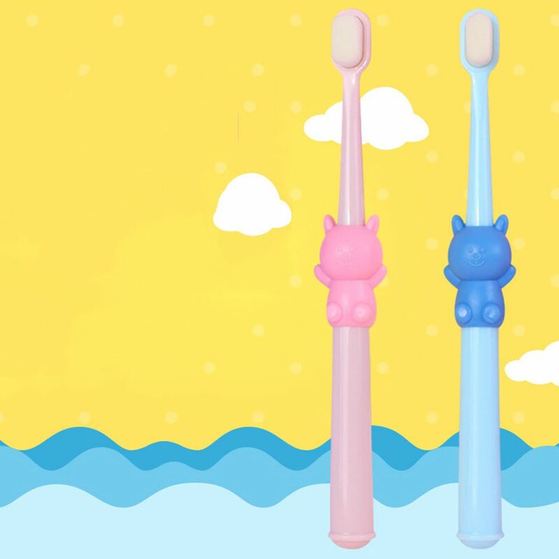 3-12ปีการ์ตูนมือถือคู่มือ Oral Care แปรงสีฟันเด็กเด็กอุปกรณ์อาบน้ำเครื่องขูดลิ้นแปรงสีฟันการฝึก...
