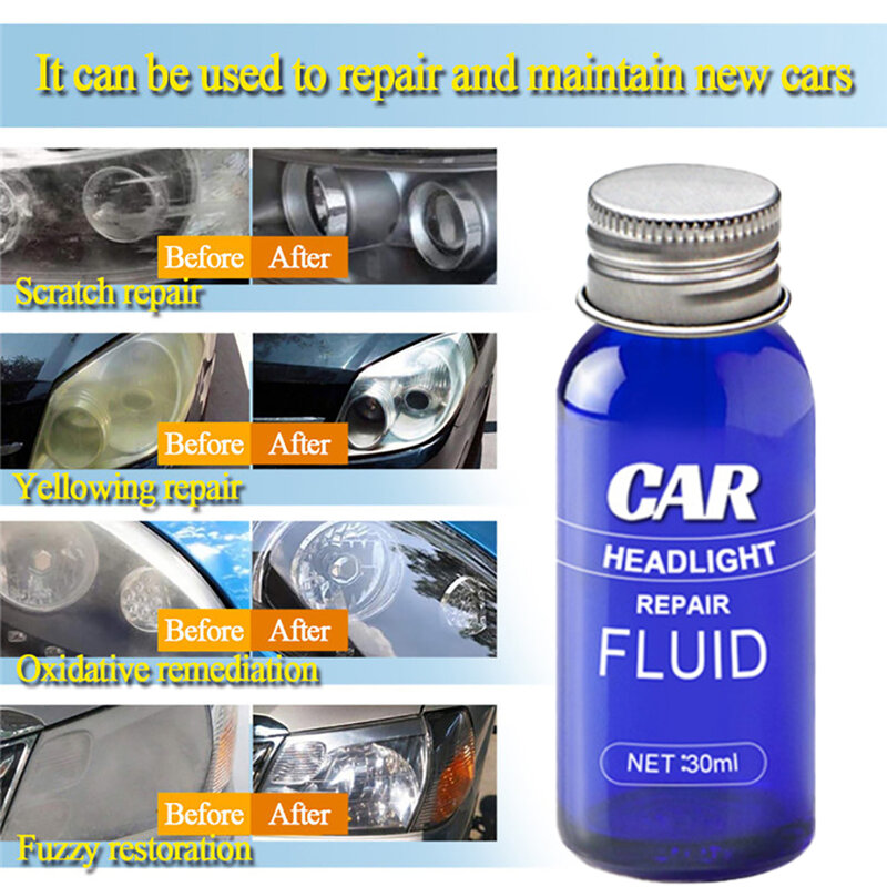 Limpiador de luces automotrices para coche, conjunto de líquido de restauración de faros, eliminador de arañazos de faros delanteros, protección UV rápida, pulido de coche