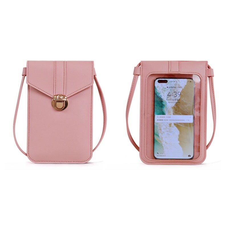 Новинка 2021, модная сумка для сотового телефона с сенсорным экраном, женская сумка через плечо с прозрачным окошком, кошелек для мобильного т...