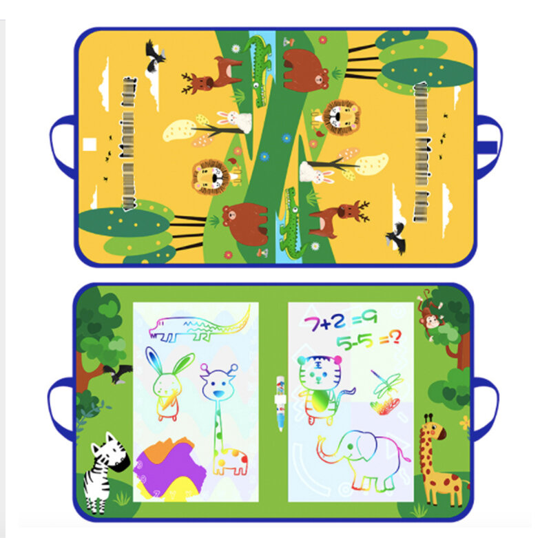 30*47cm Portable Water Drawing Book & Magic Pen Travel Doodle Book Reusable Painting Coloring Board Educational Toys for Kids