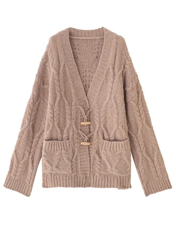 Thick Sweater Cardigan Women's Spring and Autumn Middle and Long Loose Outer Wear 2021 New Lazy Style Knitted Jacket