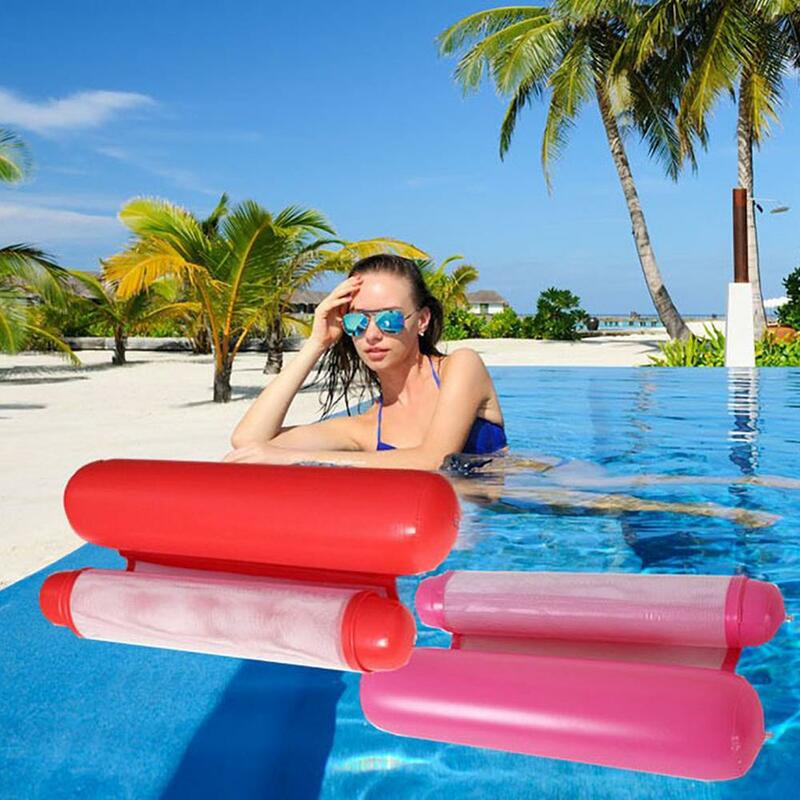 Novo verão inflável flutuante linha piscina colchões de ar praia dobrável piscina cadeira rede esportes aquáticos hamac flottant