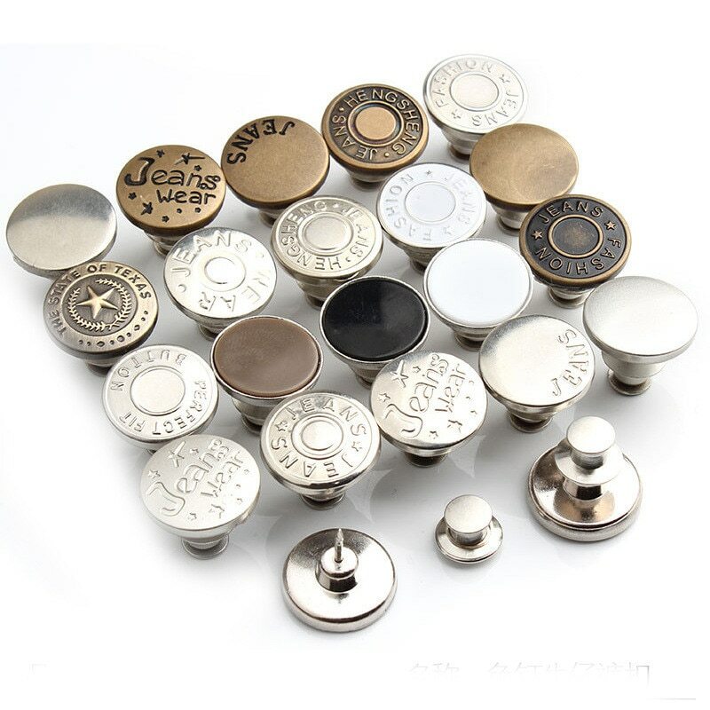 Botones de Metal Retro desmontables para pantalones, pasador a presión, botón retráctil, sin costura, ajuste perfecto, Reduce la cintura, 2 piezas
